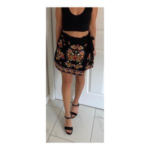 Zara Embroidered Wrap Skort